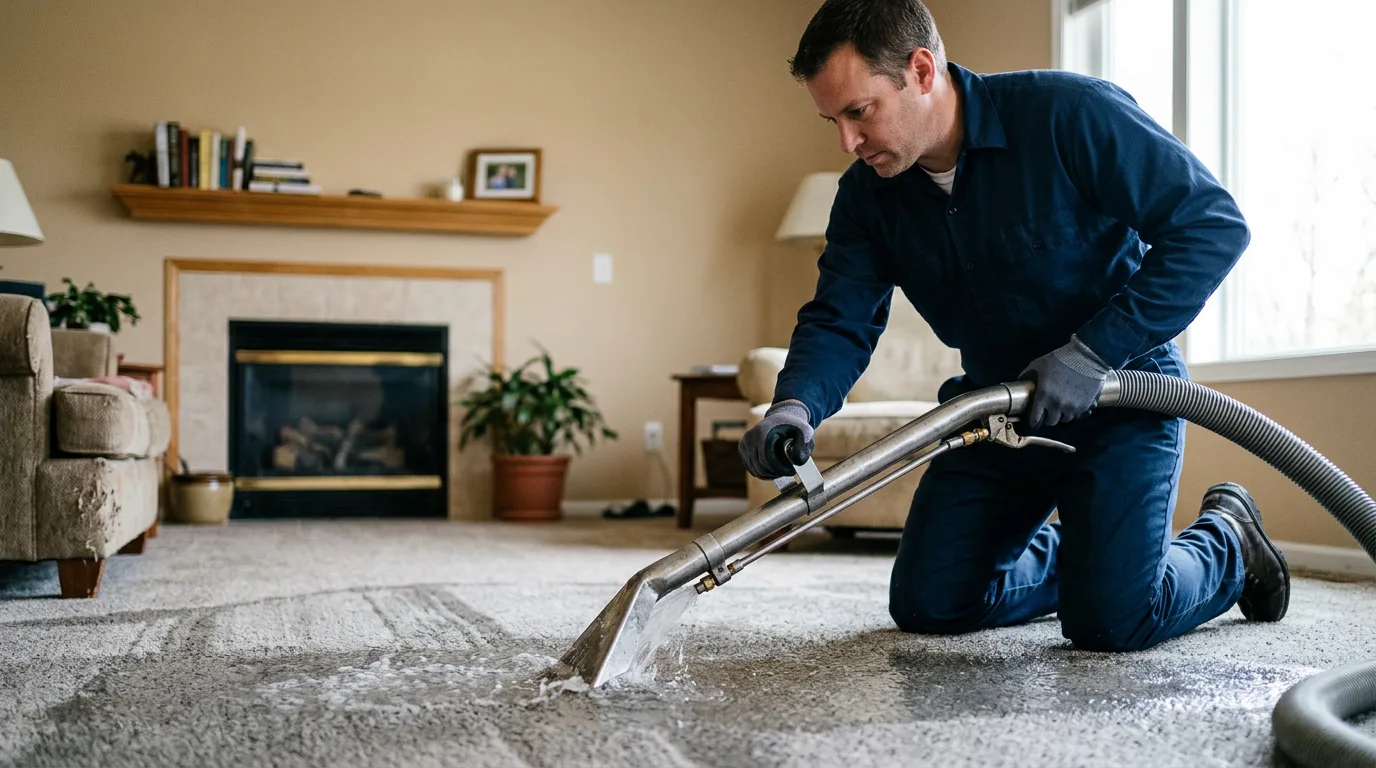 Water damage restoration technician working near Clymer, NY